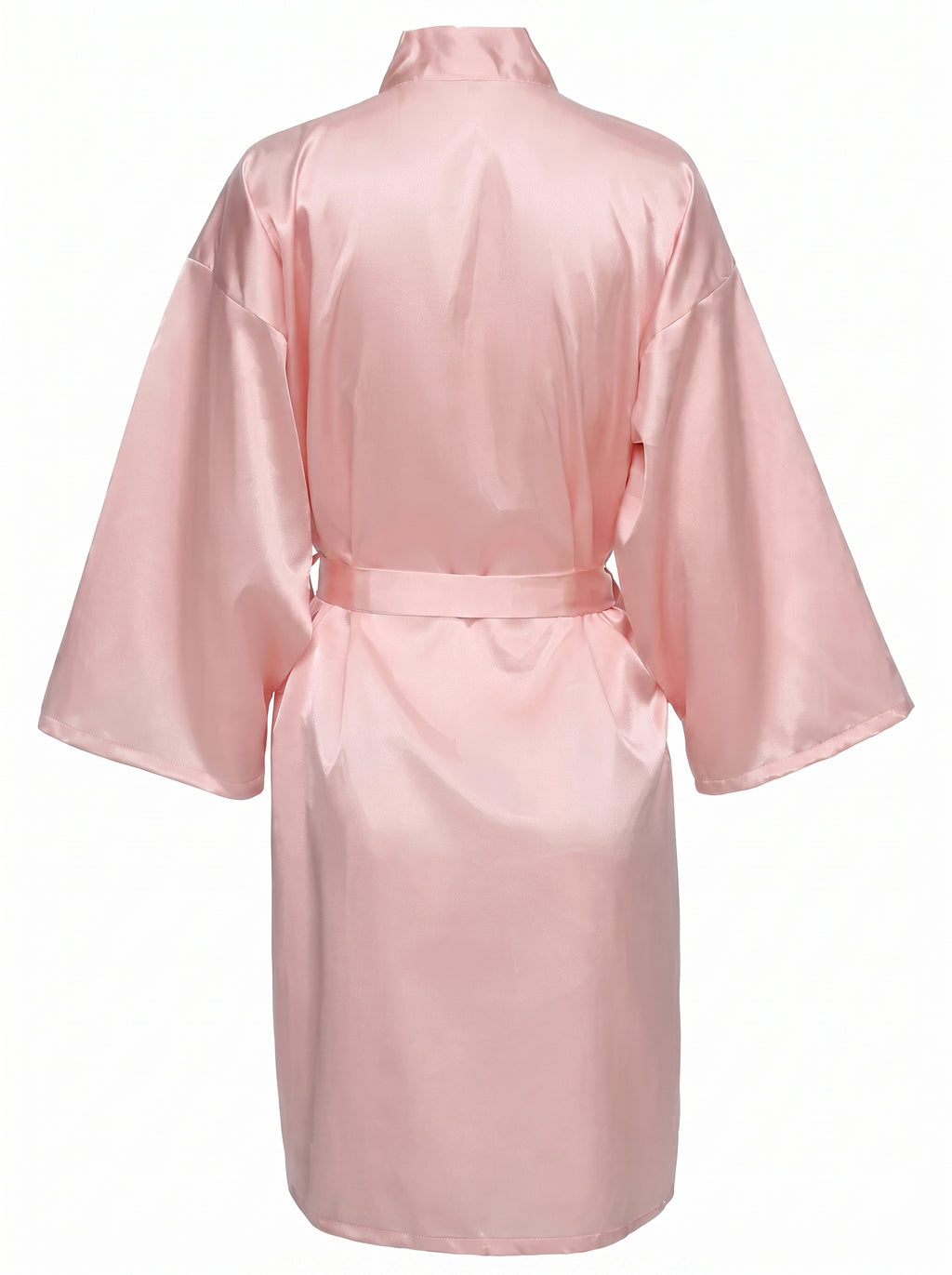Peignoir bride rose poudré, vue arrière fantôme satiné