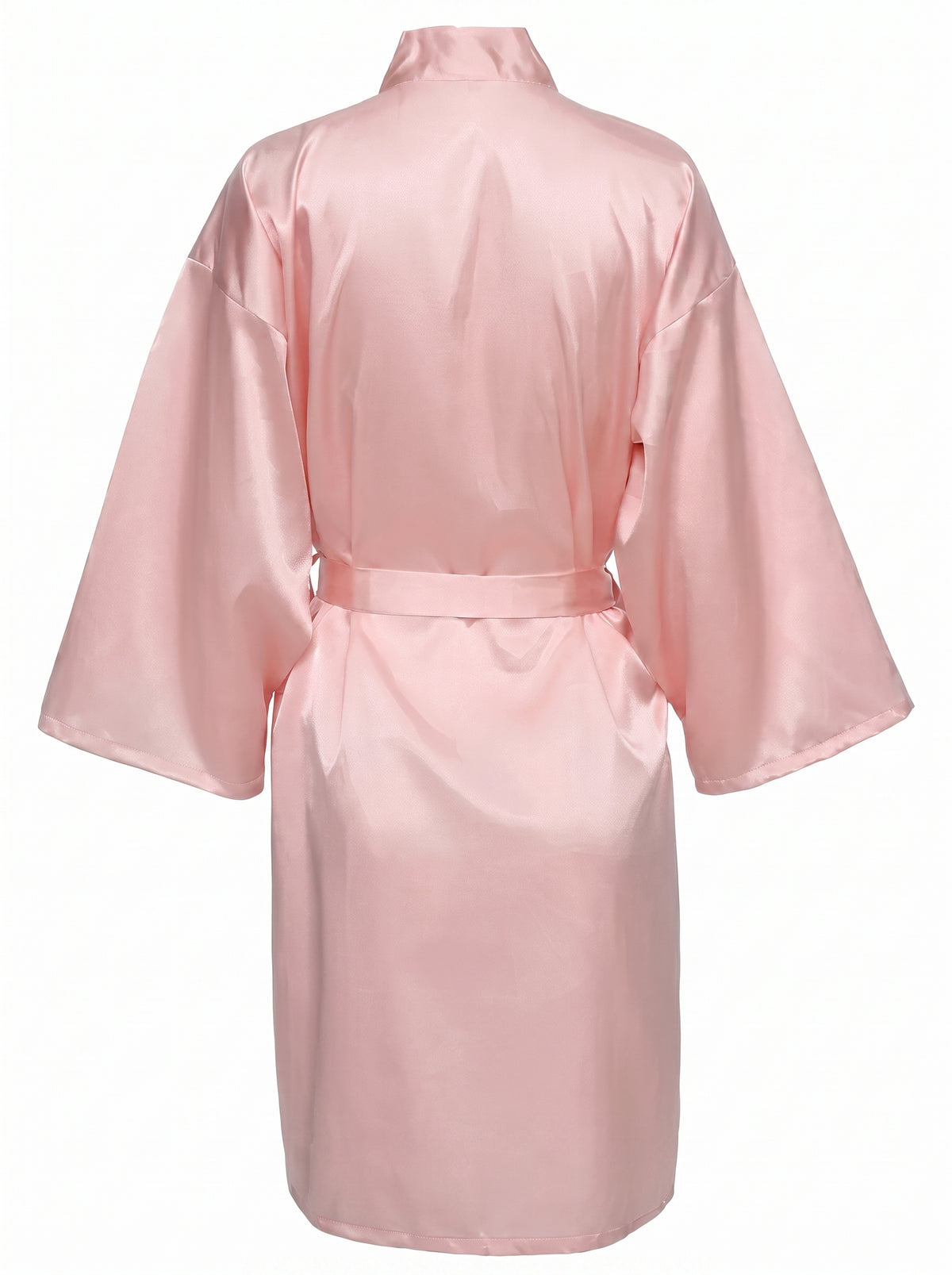 Peignoir bride rose poudré, vue arrière fantôme satiné
