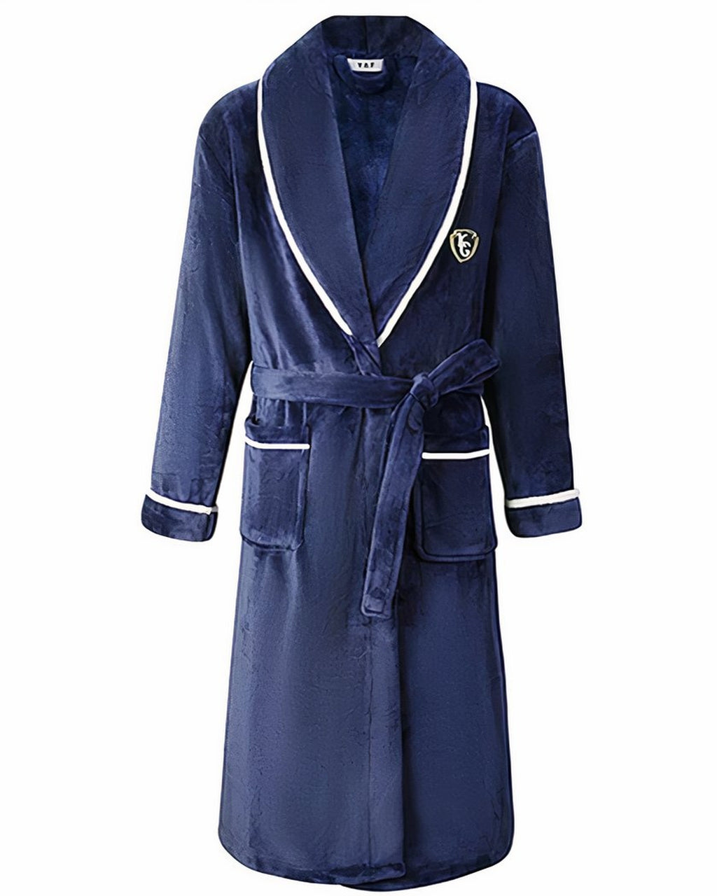 Peignoir de bain homme bleu marine, face, coupe kimono