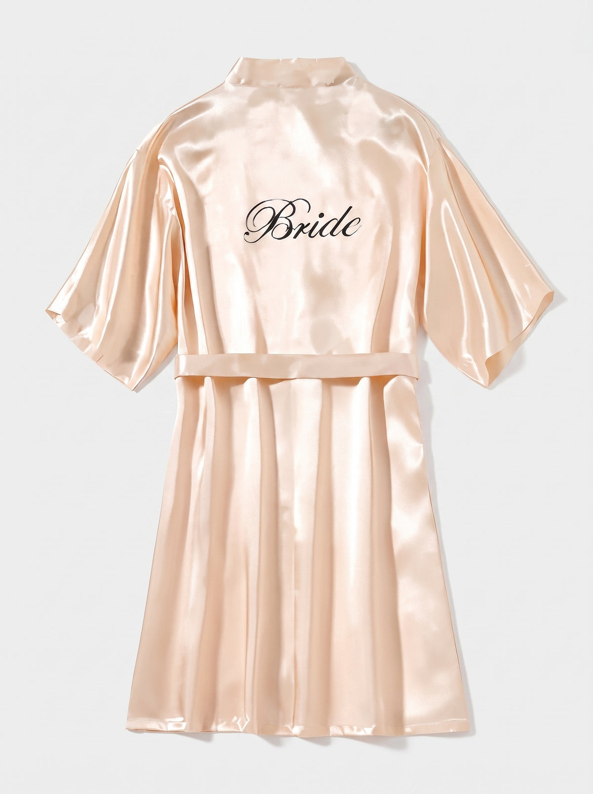 Dos du peignoir bride beige avec inscription Bride brodee en lettres noires