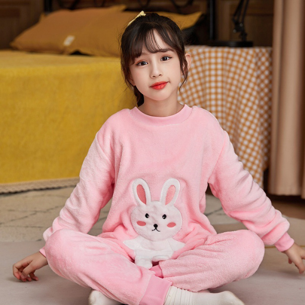 Photo fournisseur du pyjama fille rose avec lapin en relief
