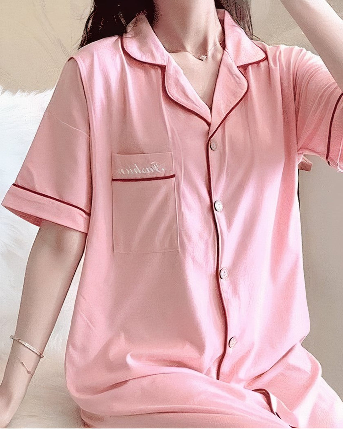 Chemise de nuit vintage rose poudrée de maternité, photo du produit