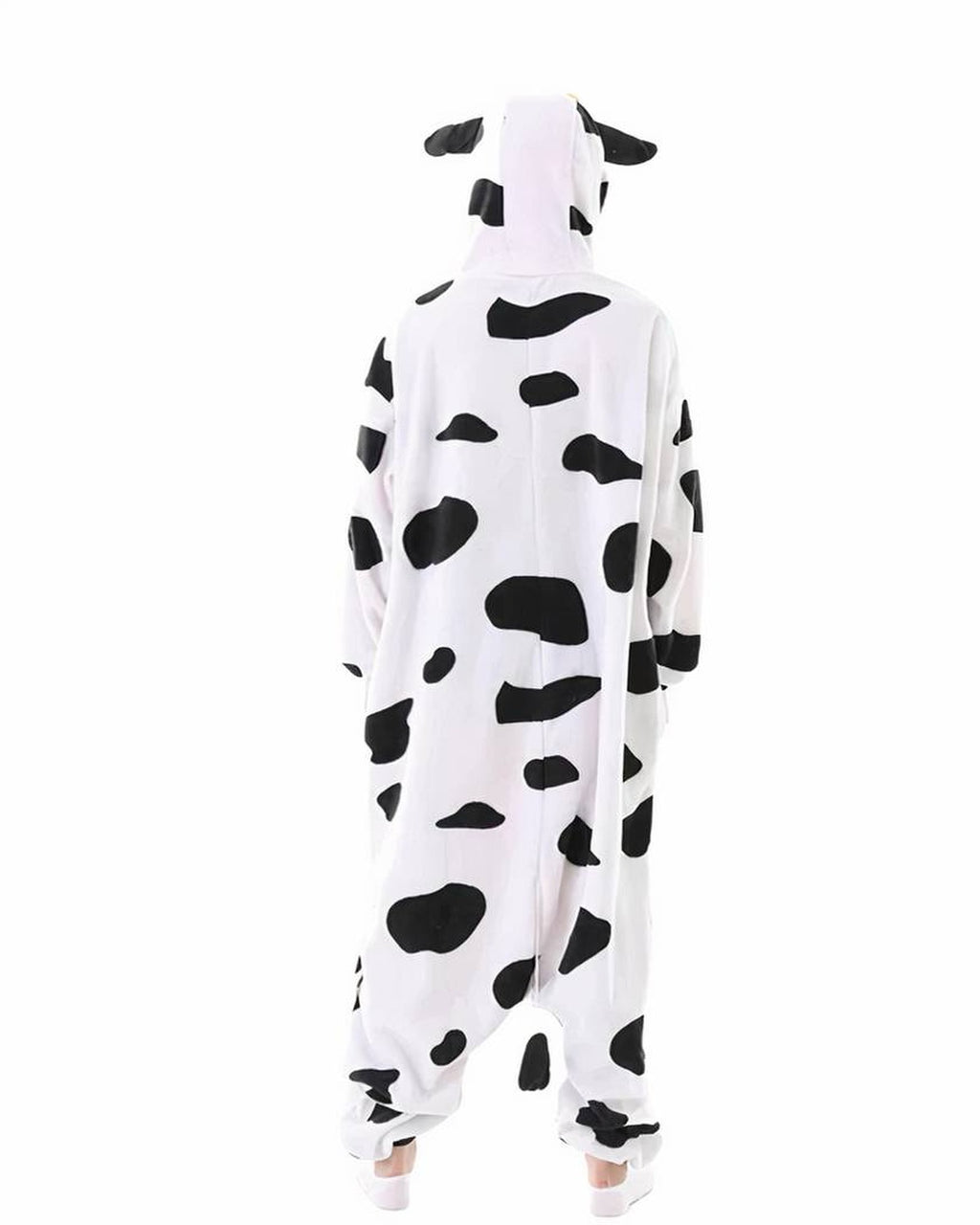 Combinaison pyjama vache vue de dos, capuche a oreilles et queue apparente