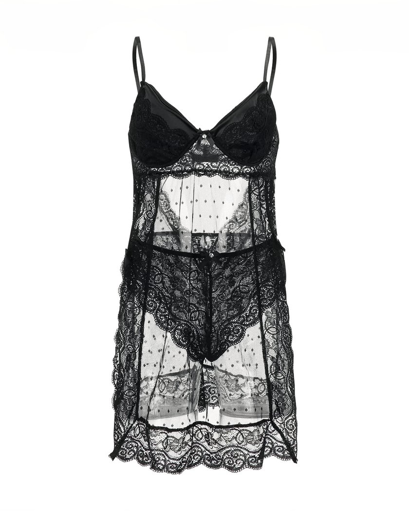 negligee sexy en dentelle noire