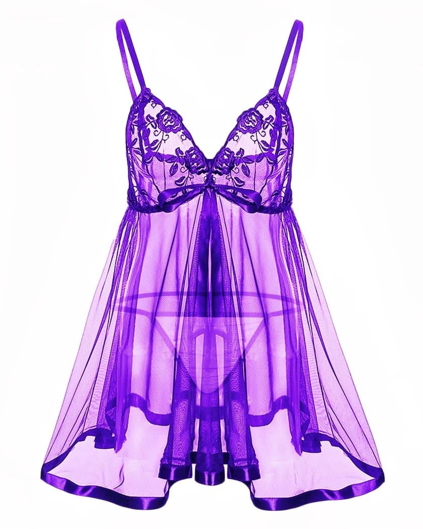 eroottinen violetti negligee, leveä ja läpikuultava pitsi