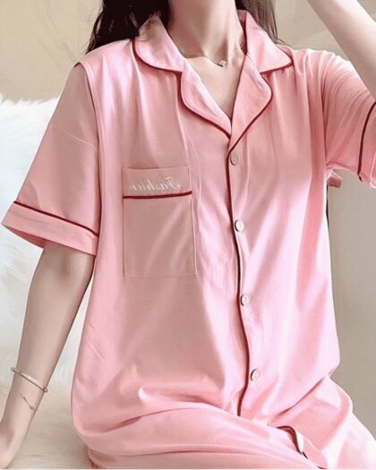 Chemise De Nuit Imprimée à Manches Courtes Femme Imprime