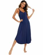 Nuisette Sans Manche Bleue Classique en Polyester