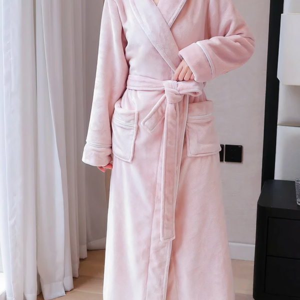 Peignoir Long Moelleux avec Poches et Ceinture - Mille et une Nuisette