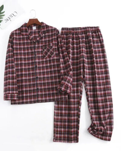 Pyjama Homme Hiver Deux Pièces avec Motifs à Carreaux