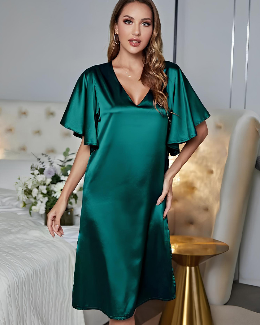 Nuisette mi-longue ?� manches courtes verte - Mille et une Nuisette